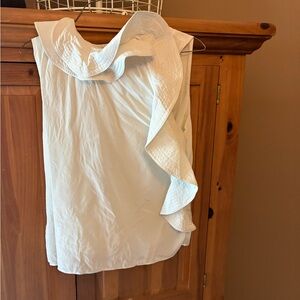 White Ruffle One-Shoulder Blouse